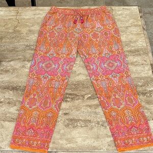 CALYPSO ST. BARTH orange / pink paisley pant. Size M